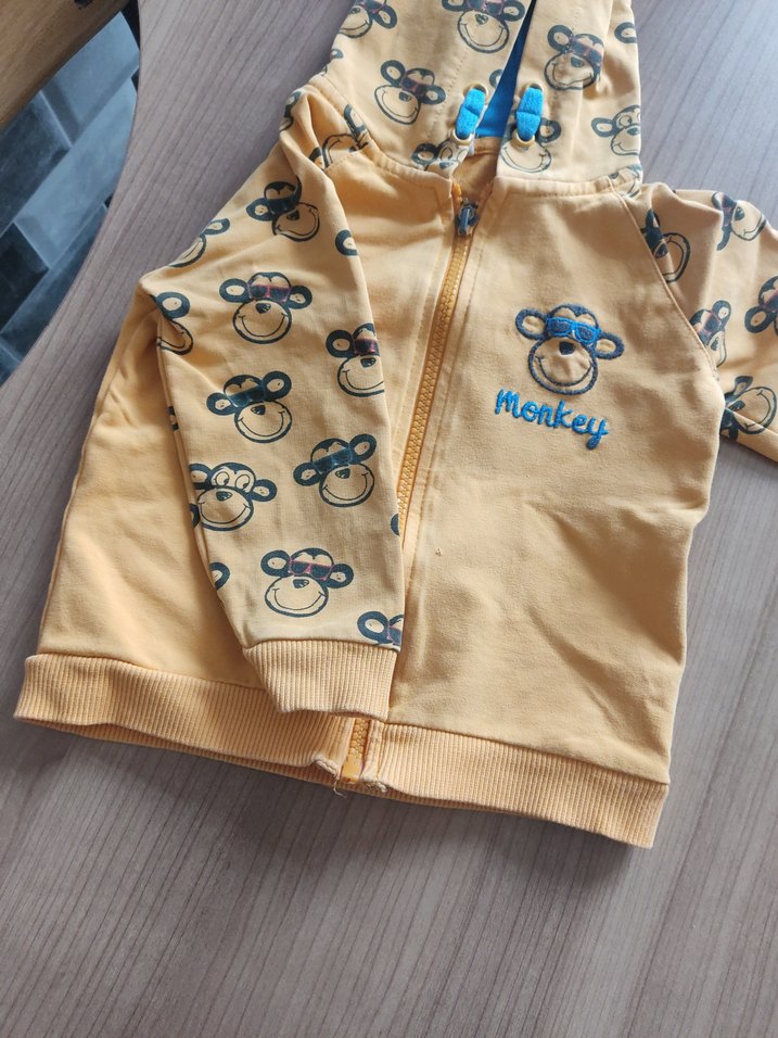 Kapüşonlu Erkek Çocuk Sarı Fermuarlı Sweatshirt - Görsel 2