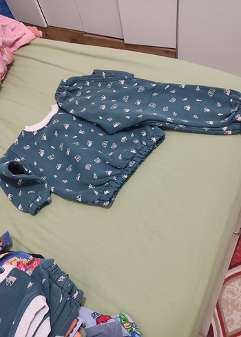 Kız Çocuk Renkli Baskılı Sweatshirt eşofman takımı - Görsel 3