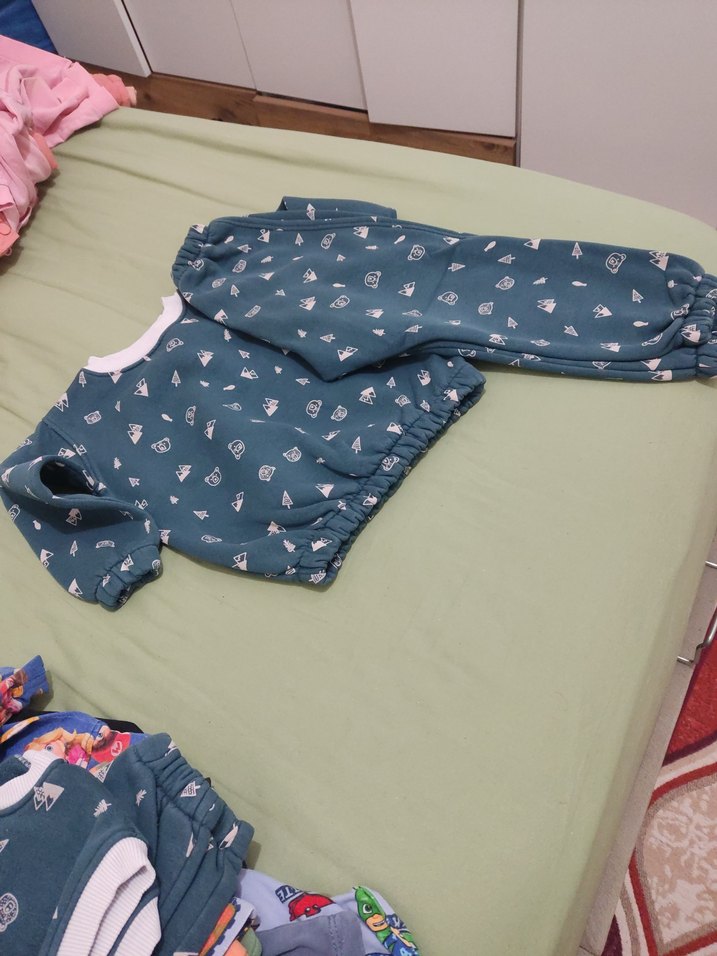 Kız Çocuk Renkli Baskılı Sweatshirt eşofman takımı - Görsel 3