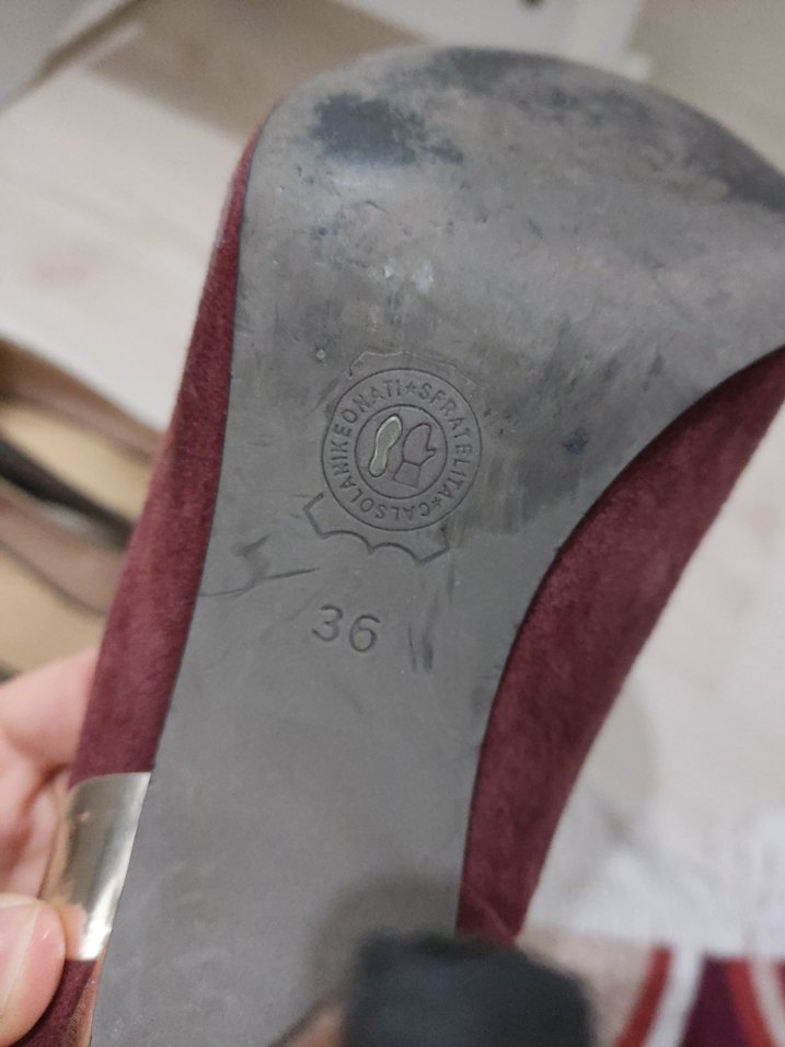 Bordo Süet Tokalı Stiletto - Görsel 3