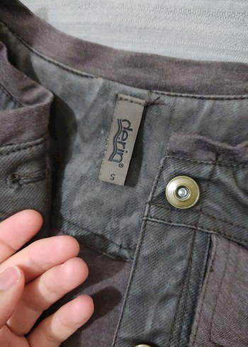 Koyu Kahverengi Deri Düğmeli  Yelek - Görsel 3