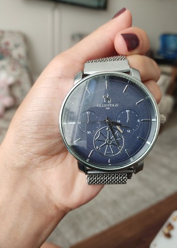 Gri Hasır Kordonlu Lacivert Erkek Kol Saati