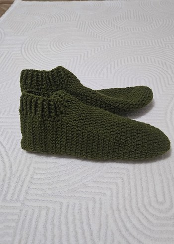 Erkek Örgü Haki Ev Botu Patiği - Görsel 2