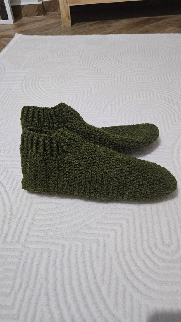 Erkek Örgü Haki Ev Botu Patiği - Görsel 2