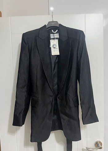 Kemerli Siyah Kadın Blazer Ceket - Görsel 2