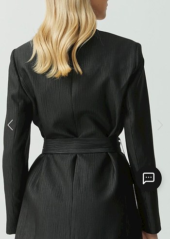 Kemerli Siyah Kadın Blazer Ceket - Görsel 3