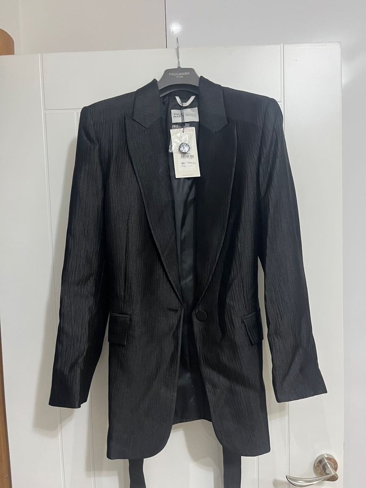 Kemerli Siyah Kadın Blazer Ceket - Görsel 2