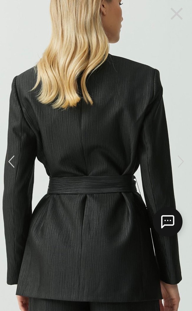 Kemerli Siyah Kadın Blazer Ceket - Görsel 3