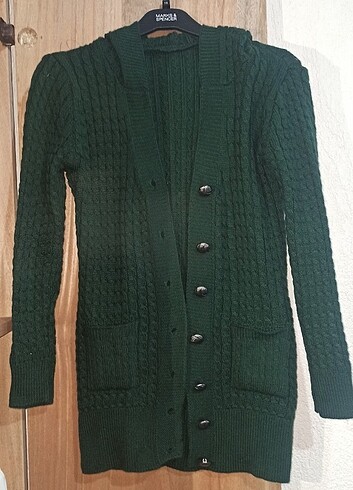 Koyu Yeşil Yün Hırka 