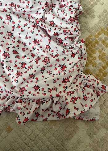 Çiçek Desenli Beyaz mini Elbise - Görsel 2