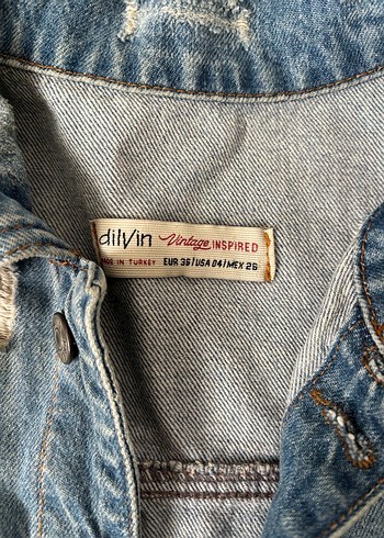 Düğmeli Mavi Denim Kadın Ceket - Görsel 2