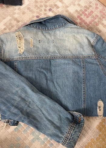 Düğmeli Mavi Denim Kadın Ceket - Görsel 3