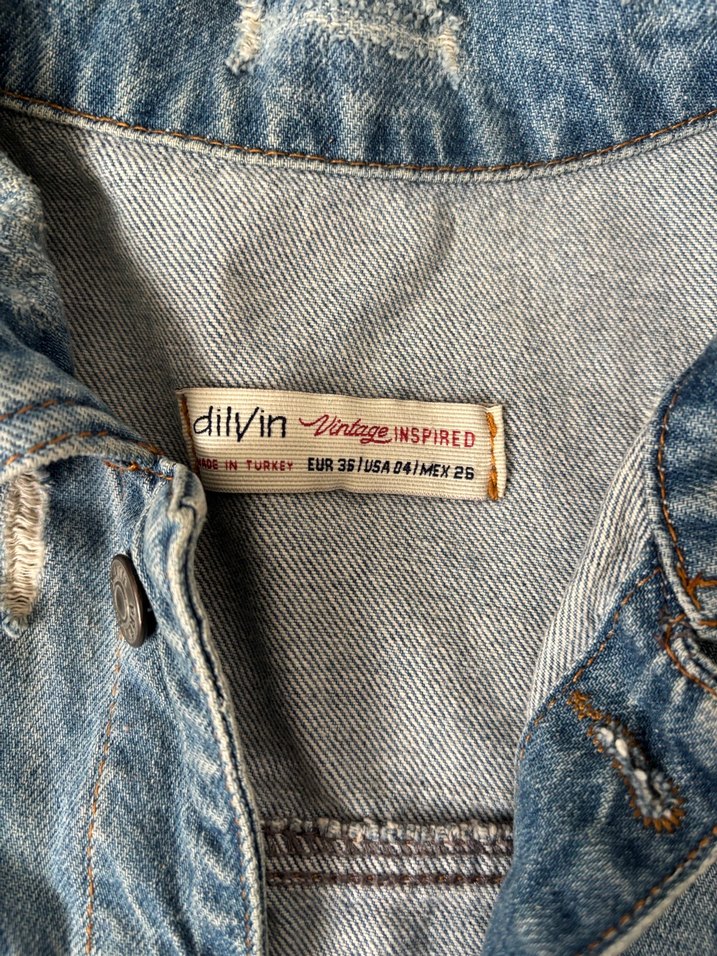 Düğmeli Mavi Denim Kadın Ceket - Görsel 2