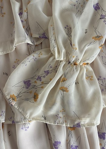 Çiçek Desenli teryağı sarısı Midi Bohem Elbise - Görsel 2