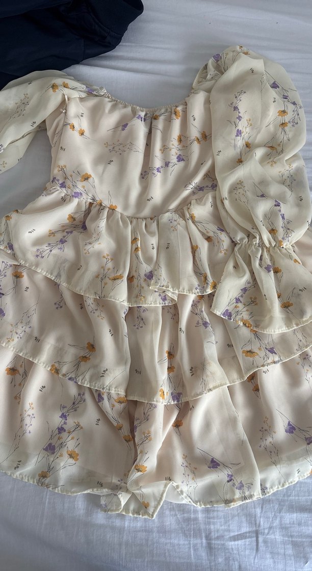 Çiçek Desenli teryağı sarısı Midi Bohem Elbise - Görsel 4