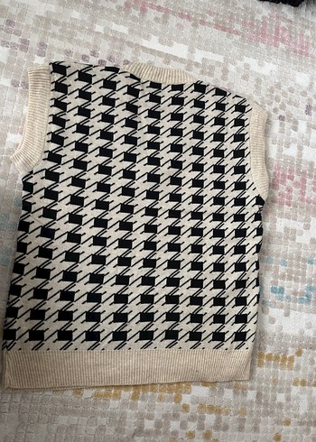 Kadın Desenli V Yaka Triko Süveter - Görsel 2