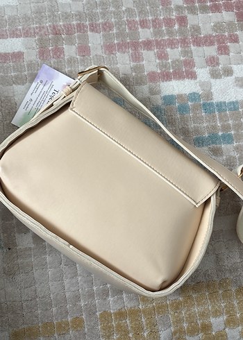 Bej Deri Kadın Omuz Çantası - Görsel 2