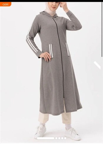 Gri Uzun Kadın Fermuarlı Kaban - Görsel 2