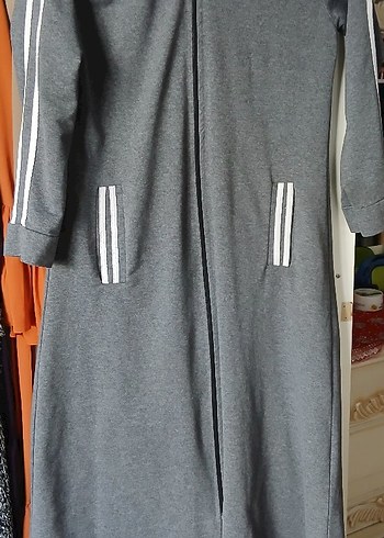 Gri Uzun Kadın Fermuarlı Kaban - Görsel 5