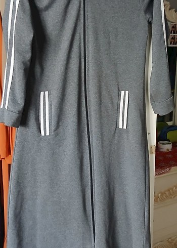 Gri Uzun Kadın Fermuarlı Kaban - Görsel 3