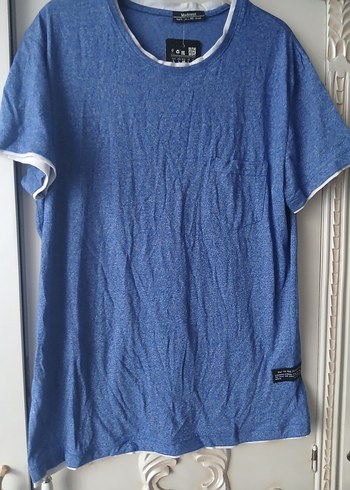 Erkek Mavi Denim Kısa Kollu Tişört - Görsel 4