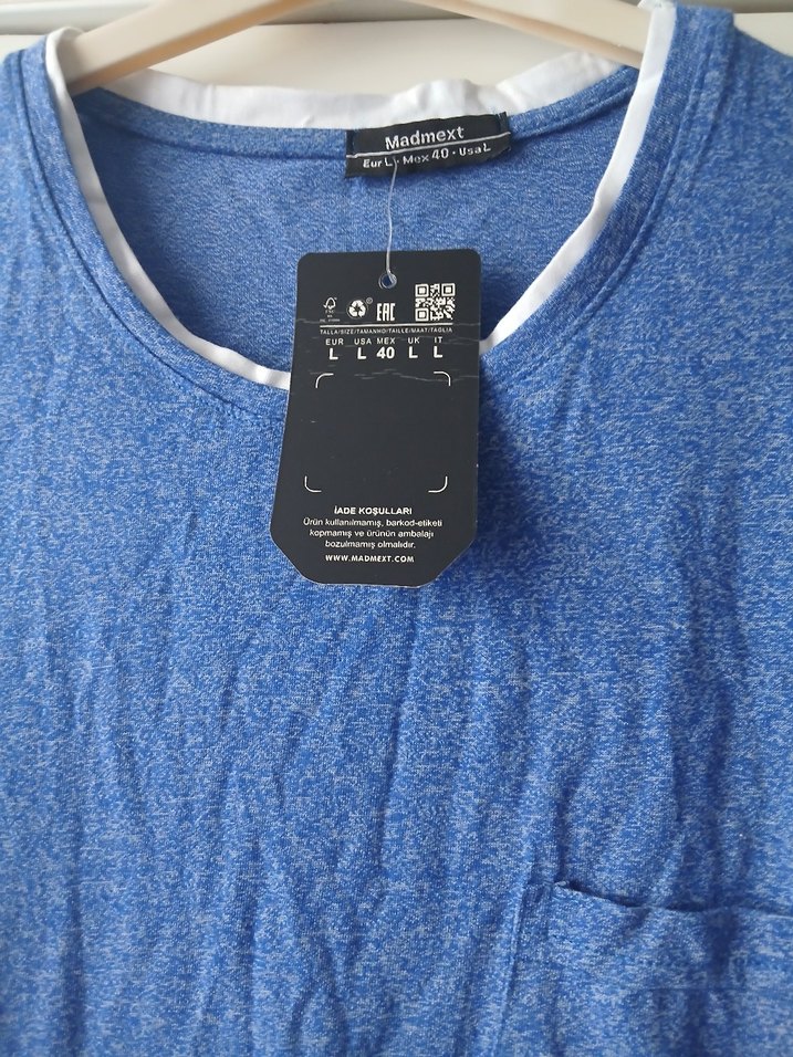 Erkek Mavi Denim Kısa Kollu Tişört - Görsel 2