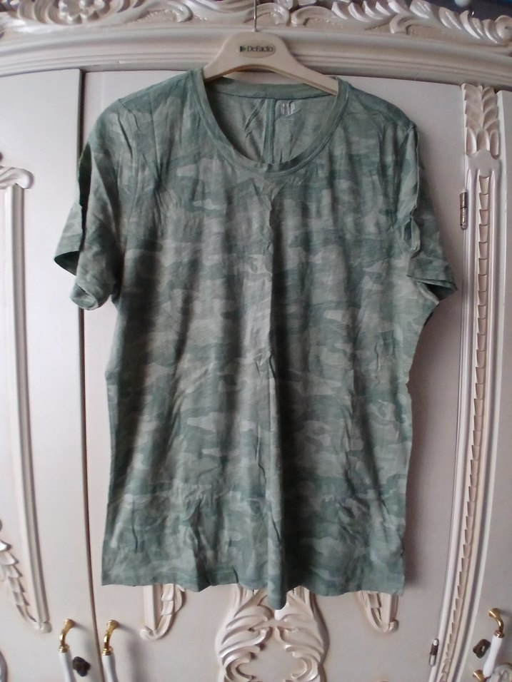 Kadın Gri Kamuflaj Keten Tişört - Görsel 5