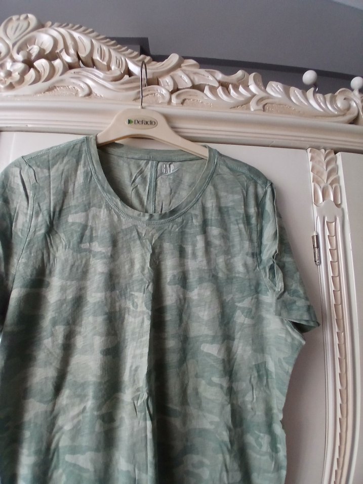 Kadın Gri Kamuflaj Keten Tişört - Görsel 2