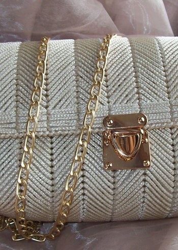 Turkuaz Zincir Detaylı Bohem Kadın Çanta - Görsel 5