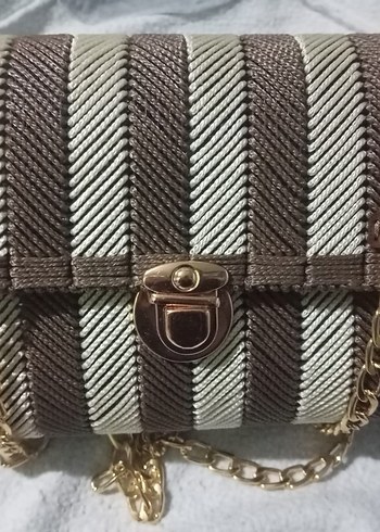 Turkuaz Zincir Detaylı Bohem Kadın Çanta - Görsel 3