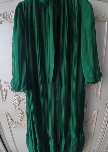 Yeşil Uzun Drapeli Kadın Elbise - Görsel 3