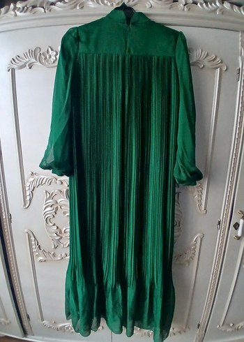 Yeşil Uzun Drapeli Kadın Elbise - Görsel 2