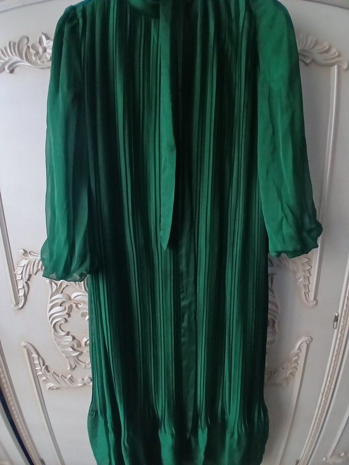 Yeşil Uzun Drapeli Kadın Elbise - Görsel 3