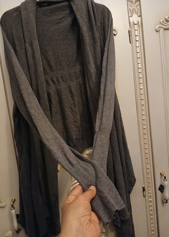 Gri Midi Kadın Hırka - Görsel 4