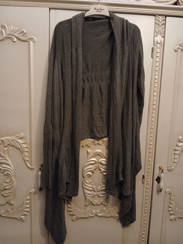 Gri Midi Kadın Hırka - Görsel 2