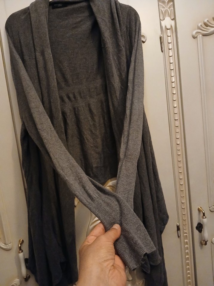 Gri Midi Kadın Hırka - Görsel 4