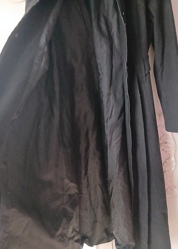 Düğmeli Siyah Uzun Kadın Kaban - Görsel 4