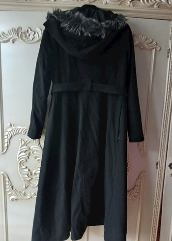 Düğmeli Siyah Uzun Kadın Kaban - Görsel 6