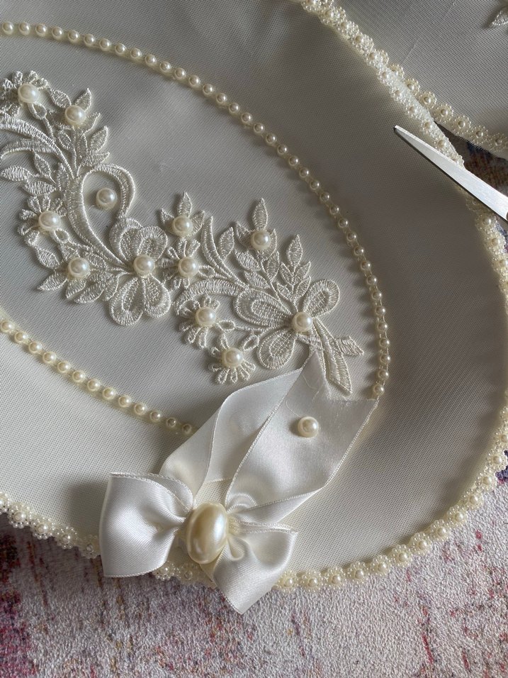 Dantel Detaylı Beyaz Parlak Tepsi Seti - Görsel 4