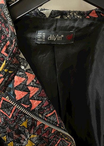 Desenli Fermuarlı Kadın Ceket - Görsel 2