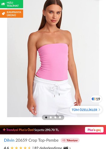 Dilvin Pembe Straplez Crop Top