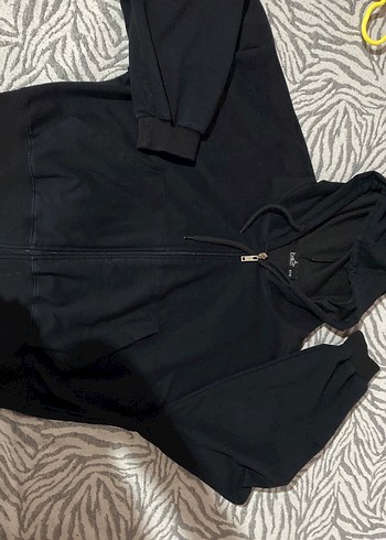 Diğer Fermuarlı Siyah Kapüşonlu Kadın Sweatshirt