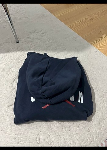 Lacivert Kapüşonlu Fermuarlı Sweatshirt