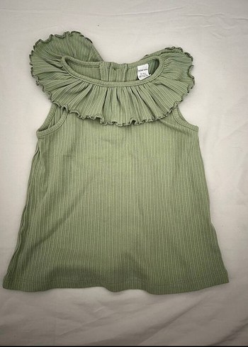 Kız Çocuk Bej Pamuklu Fırfırlı Tişört - Görsel 2