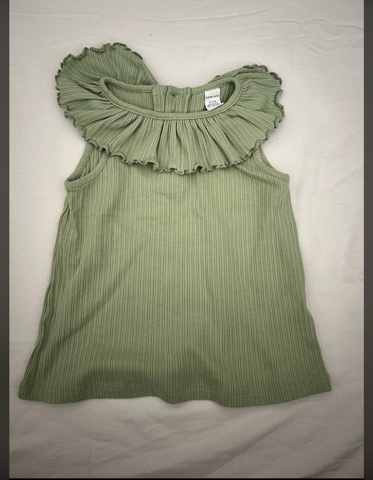 Kız Çocuk Bej Pamuklu Fırfırlı Tişört - Görsel 2