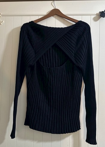 Kadın Siyah Sırt Dekolteli Kazak - Görsel 2