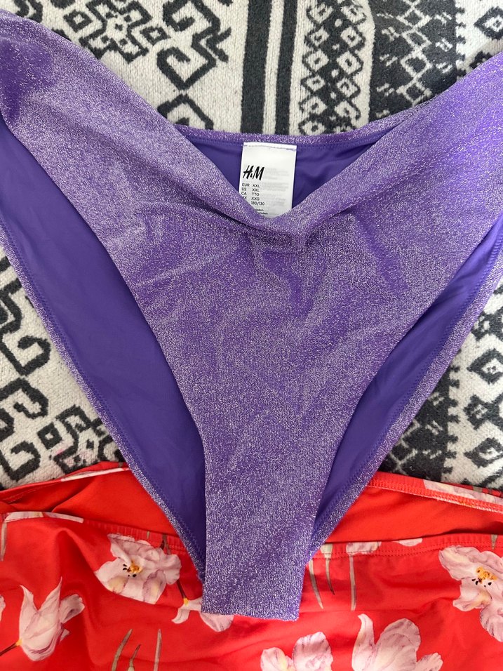 Çiçek Desenli Kırmızı Bikini Altı-Simli Mor Bikini Altı - Görsel 2