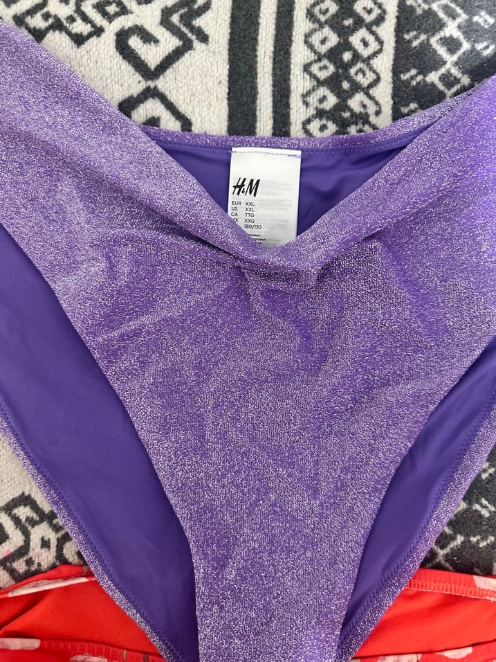 Çiçek Desenli Kırmızı Bikini Altı-Simli Mor Bikini Altı - Görsel 3