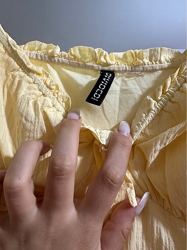 46 Beden sarı Renk H&M pamuklu elbise