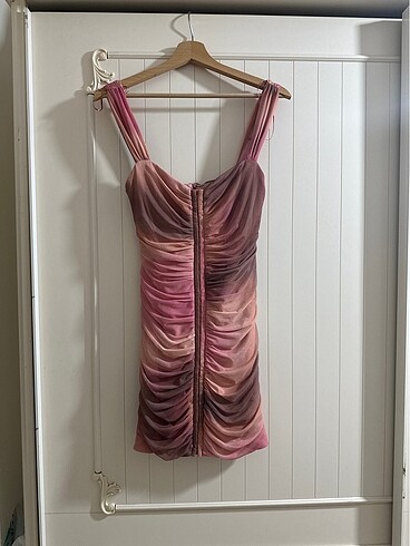 Zara Zara desenli kısa tül elbise
